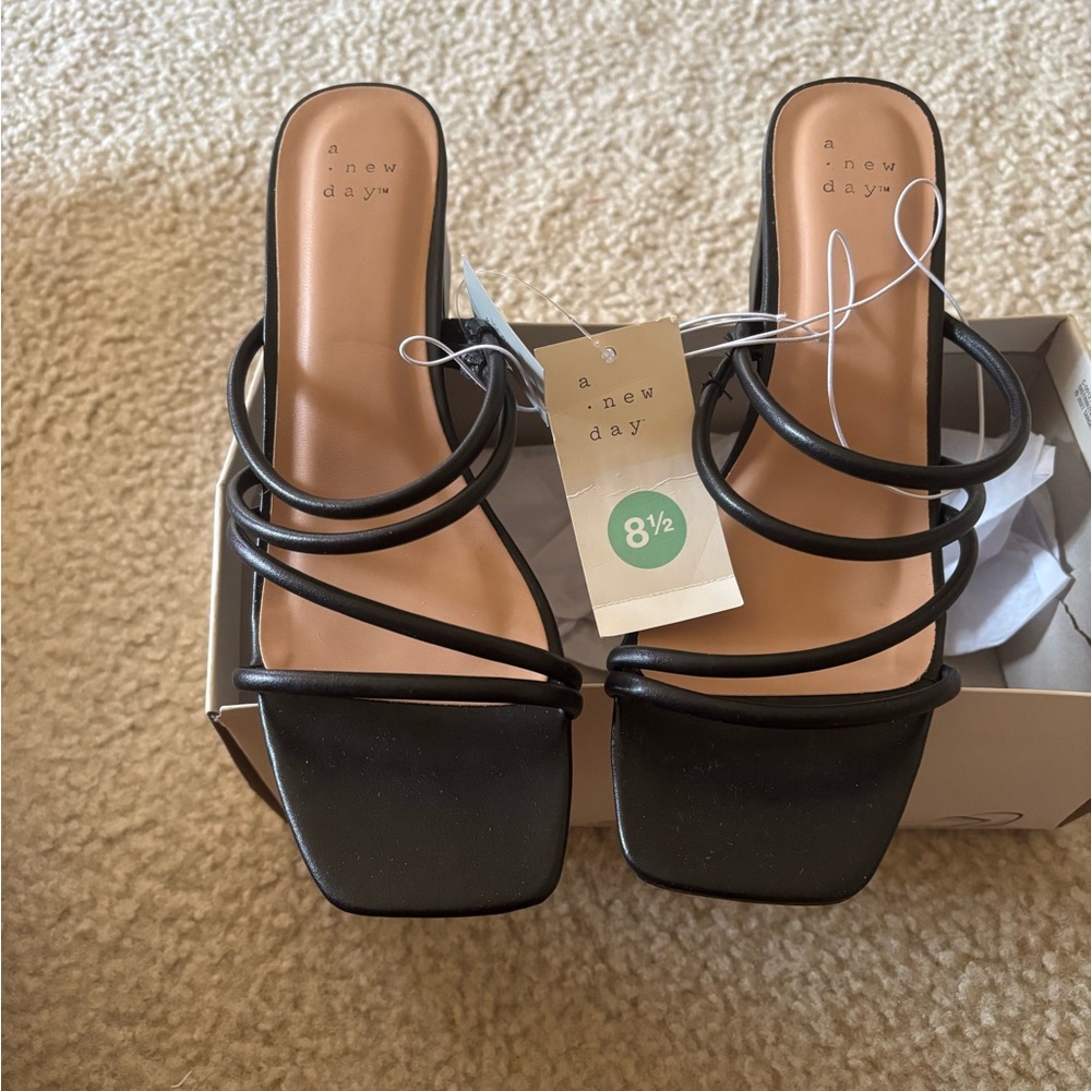 A New Day Black Strappy Heels